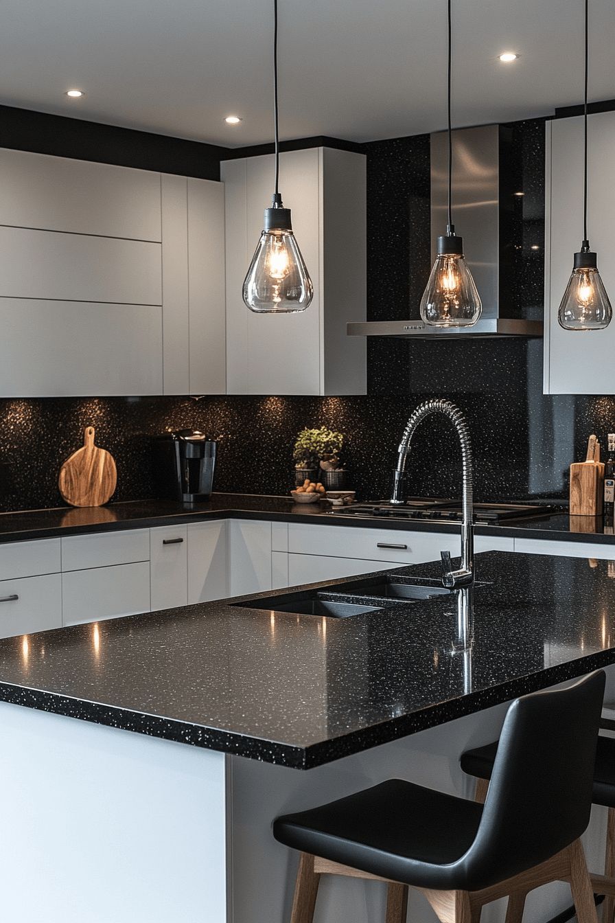 Ưu điểm đá granite đen kim sa cho cầu thang bàn bếp mặt tiền