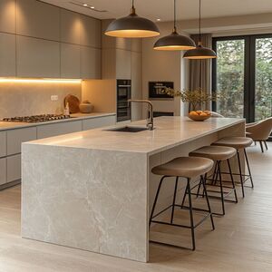 Bàn bếp đá hoàn thiện đẹp bền và dễ vệ sinh