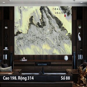 Vách đá phòng khách hoàn thiện cao cấp sau thi công