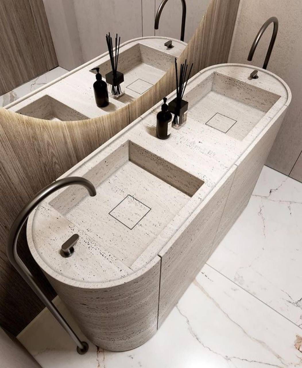Phòng tắm đá và lavabo đá hoàn thiện cao cấp