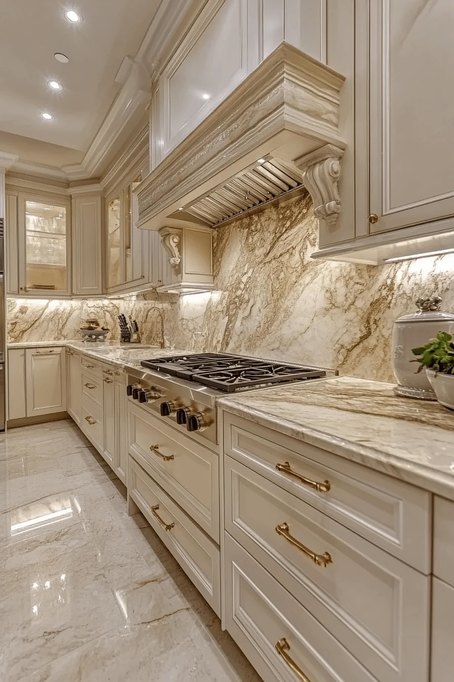 Thi công đá granite bàn bếp biệt thự cao cấp