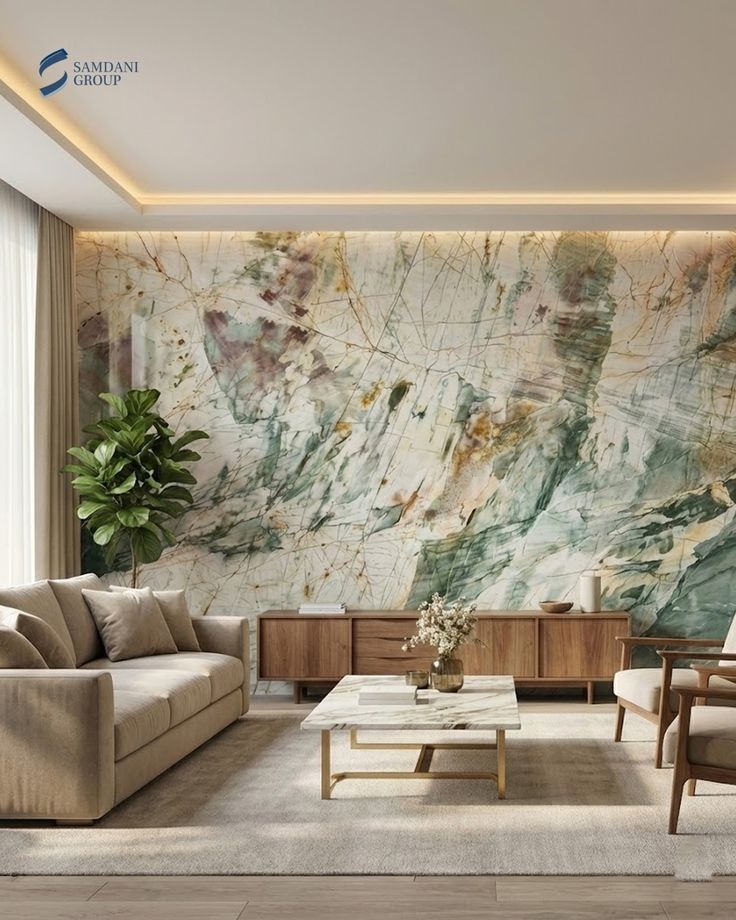 Quy trình thi công đá granite ốp vách phòng khách biệt thự