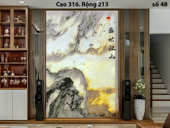 Vách đá phòng khách nghệ thuật cao cấp do Anphatstone tư vấn và thi công