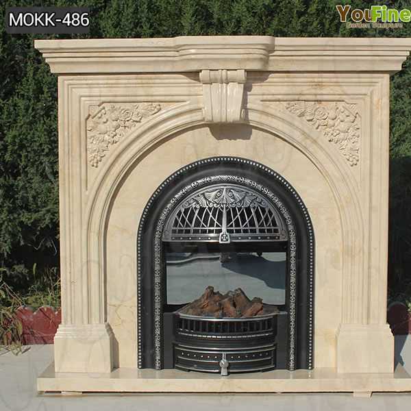 Đá ốp lò sưởi marble vàng kem phong cách cổ điển